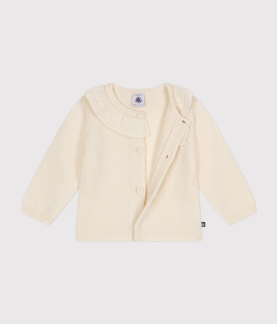 Cardigan mit Halskrause aus Strick mit Wollanteil naturfarben AVALANCHE