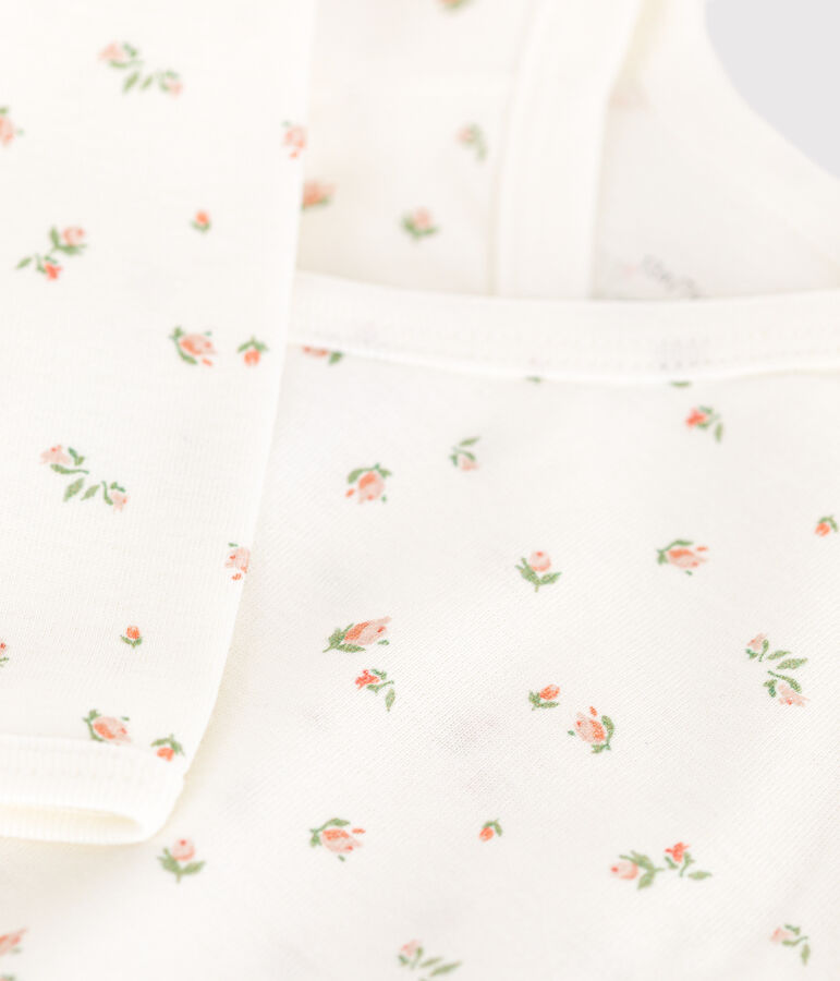 Lang&auml;rmeliger Wickelbody aus Baumwolle weiss/rosa