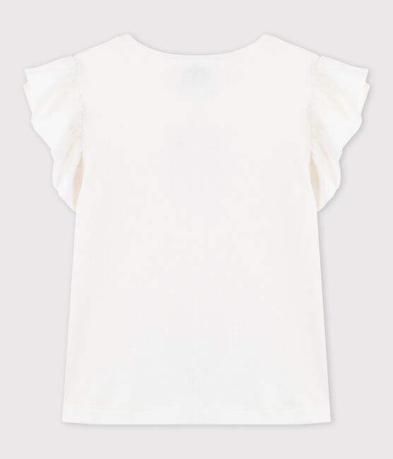 Kurzärmliges Kinder-T-Shirt aus Baumwolle für Mädchen weiss MARSHMALLOW