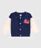 Baby College-Jacke aus Molton blau CHALOUPE/weiss AVALANCHE