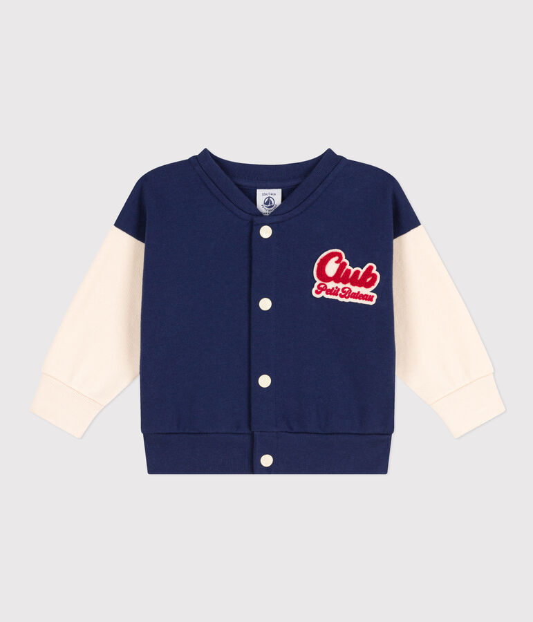 Baby College-Jacke aus Molton blau/naturfarben