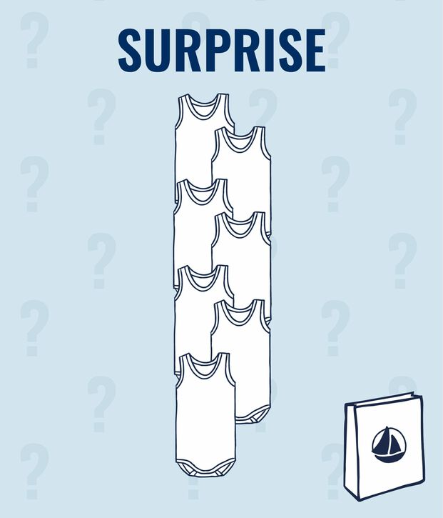 &Uuml;berraschungsset mit 7 &auml;rmellosen Baby-Bodys f&uuml;r Jungen vielfarbig