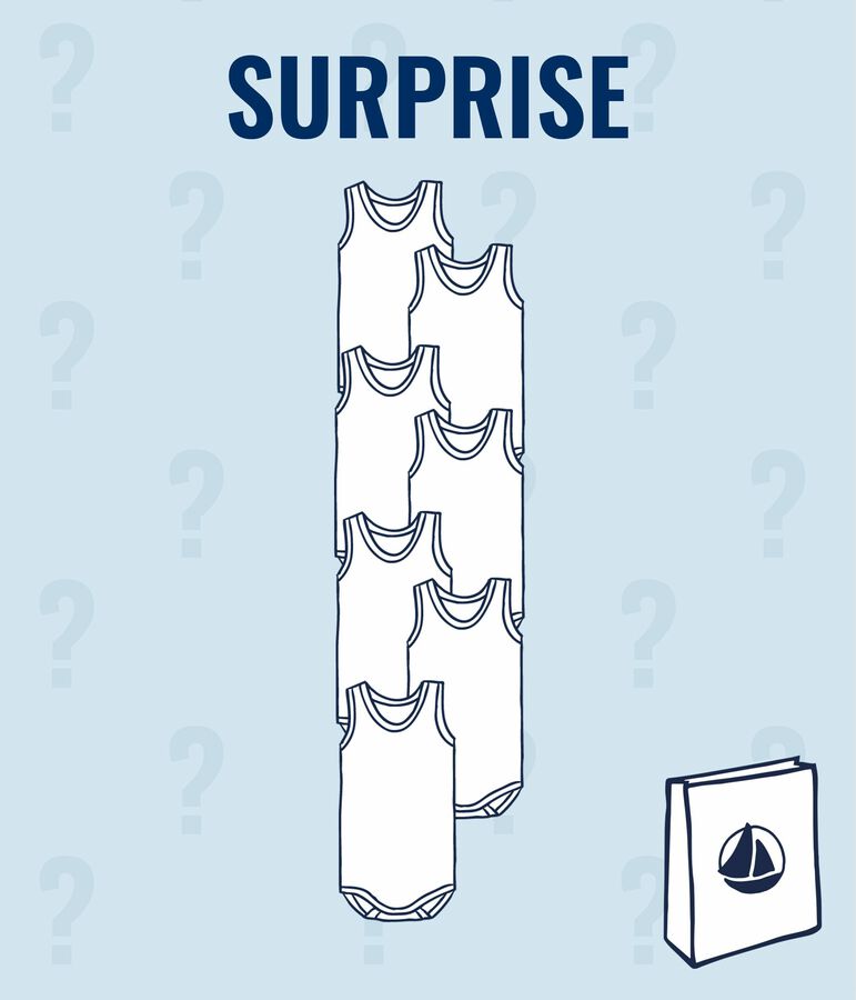 &Uuml;berraschungsset mit 7 &auml;rmellosen Baby-Bodys f&uuml;r Jungen vielfarbig