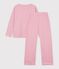 Damen-Pyjama aus Baumwolle mit geraden Beinen und Streifen rosa/weiss