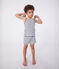 Kinder-Kurzpyjama aus Baumwolle mit gestreiftem Tanktop weiss MARSHMALLOW/blau SMOKING