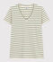 Gestreiftes Damen-T-Shirt Le Droit mit V-Ausschnitt aus Baumwolle AVALANCHE/ CROCO