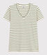 Gestreiftes Damen-T-Shirt Le Droit mit V-Ausschnitt aus Baumwolle