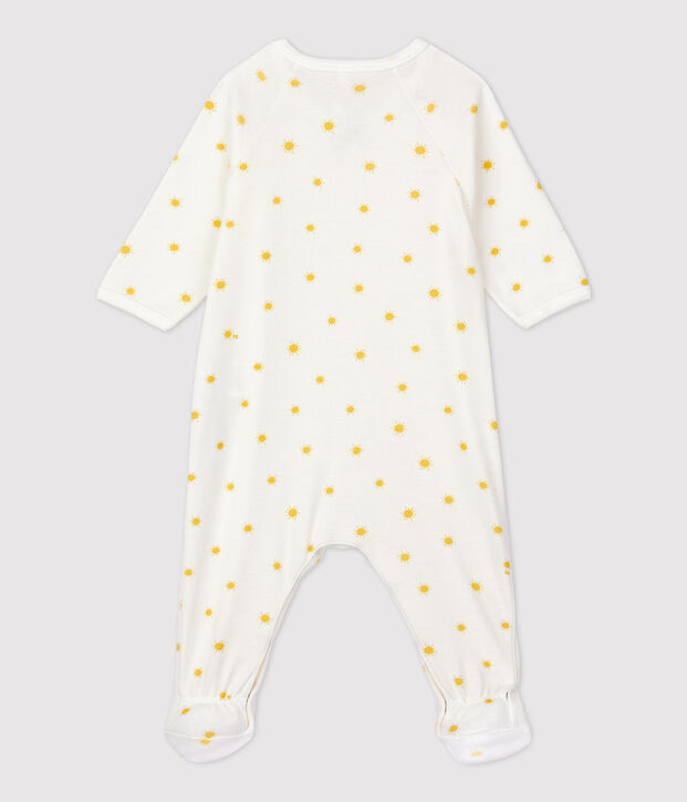 Baby-Strampler aus Bio-Baumwolle weiss/gelb