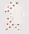 Dreiteiliges Baby-Set aus Bio-Baumwolle mit rotem Herzmuster weiss MARSHMALLOW/rot TERKUIT