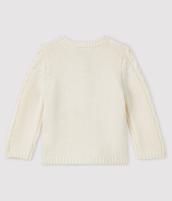 Cardigan für Babys aus Wolle und Baumwolle weiss MARSHMALLOW