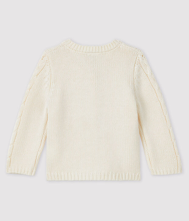 Cardigan f&uuml;r Babys aus Wolle und Baumwolle weiss