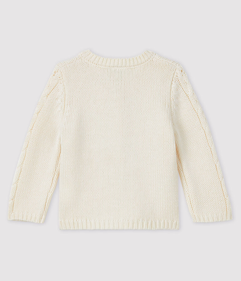 Cardigan f&uuml;r Babys aus Wolle und Baumwolle weiss