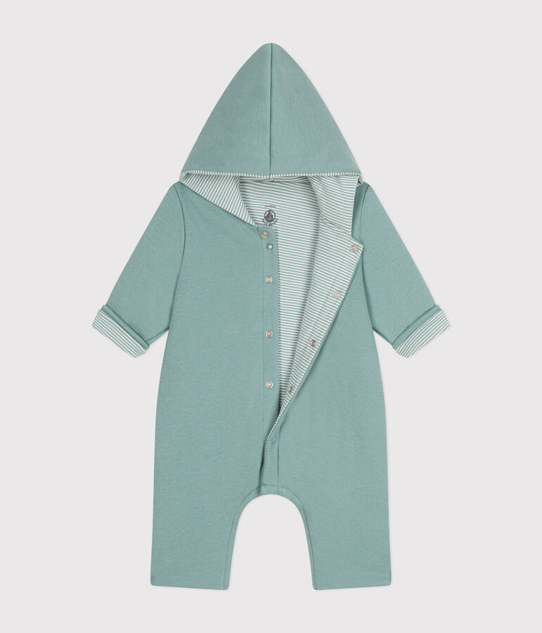 Langer, wattierter Baby-Overall mit Kapuze aus Baumwolle gr&uuml;n