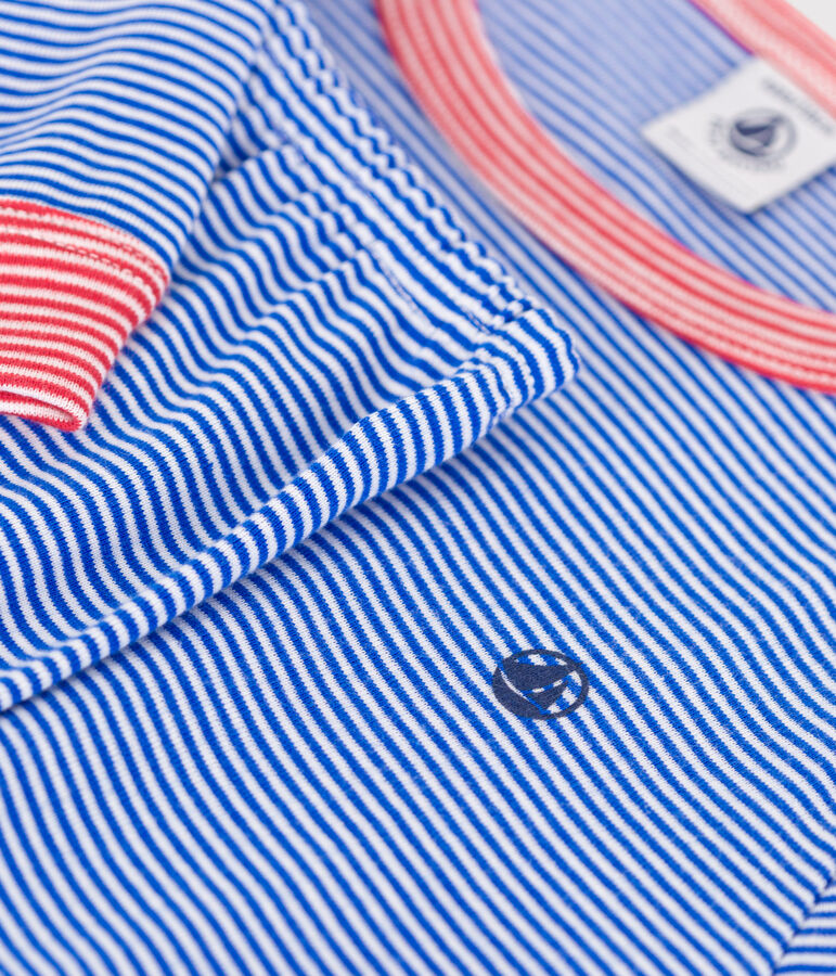 Lang&auml;rmeliger Kinder-Pyjama aus Baumwolle mit Streifen blau/weiss