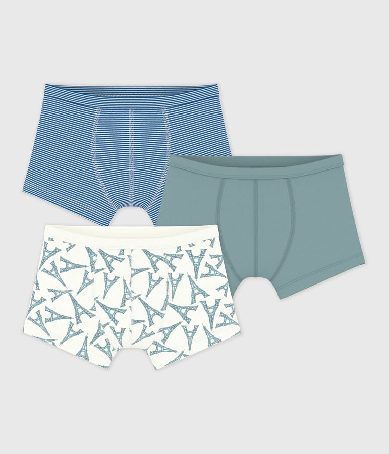 Set Kinder-Boxershorts mit &uuml;berzogenem Bund aus Baumwolle und Eiffelturm-Motiv vielfarbig