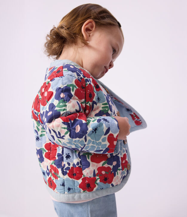 Baby-Jacke aus gesteppter Baumwolle mit Blumenmuster weiss/vielfarbig