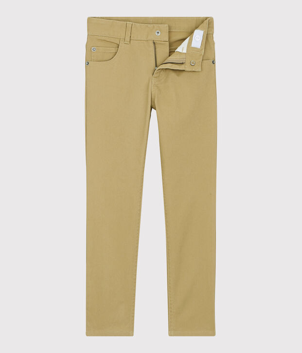Kinder-Hose aus Sergestoff in Slim-Fit-Passform f&uuml;r Jungen beige