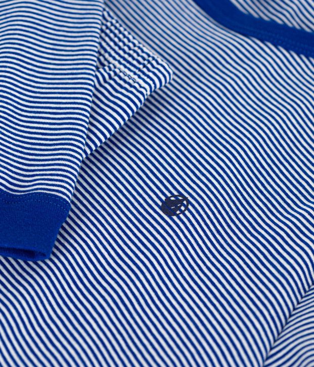 Kinder-Pyjama aus Baumwolle mit Streifen blau/weiss