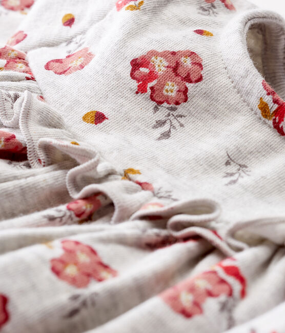 Langärmeliges gemustertes Babykleid für Mädchen grau BELUGA/weiss MULTICO