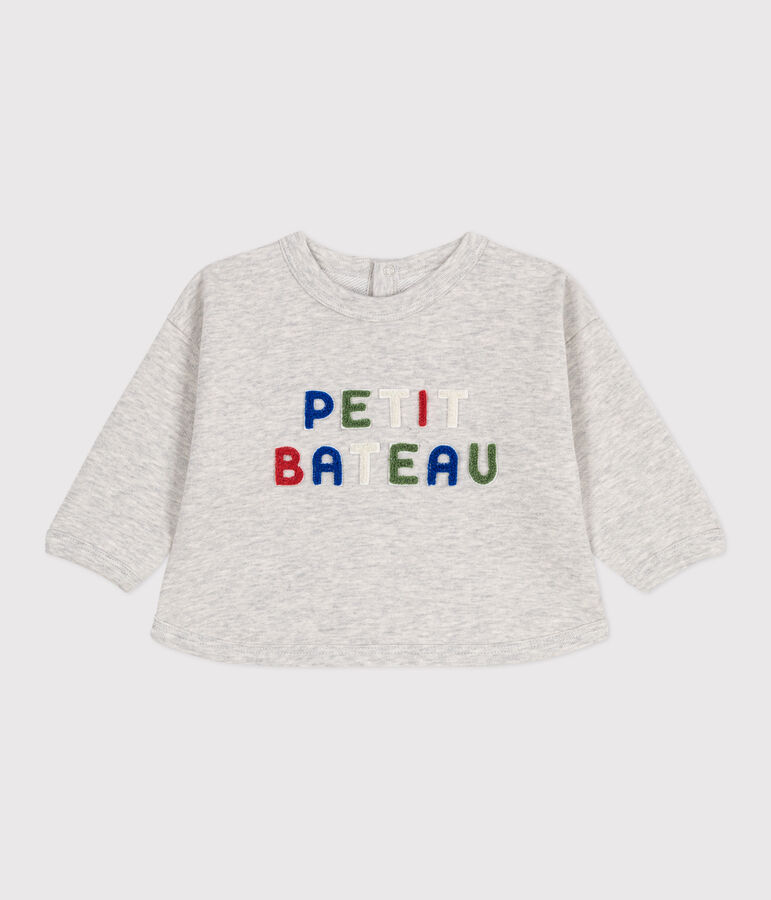 Baby-Sweatshirt aus einfarbiger Baumwolle grau BELUGA CHINE
