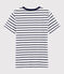 Klassisches Damen-T-Shirt mit Rundhalsausschnitt aus gestreifter Baumwolle weiss MARSHMALLOW/blau SMOKING