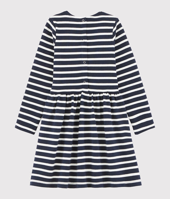 Langärmeliges Kinderkleid für Mädchen blau SMOKING/weiss MARSHMALLOW