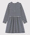 Langärmeliges Kinderkleid für Mädchen blau SMOKING/weiss MARSHMALLOW