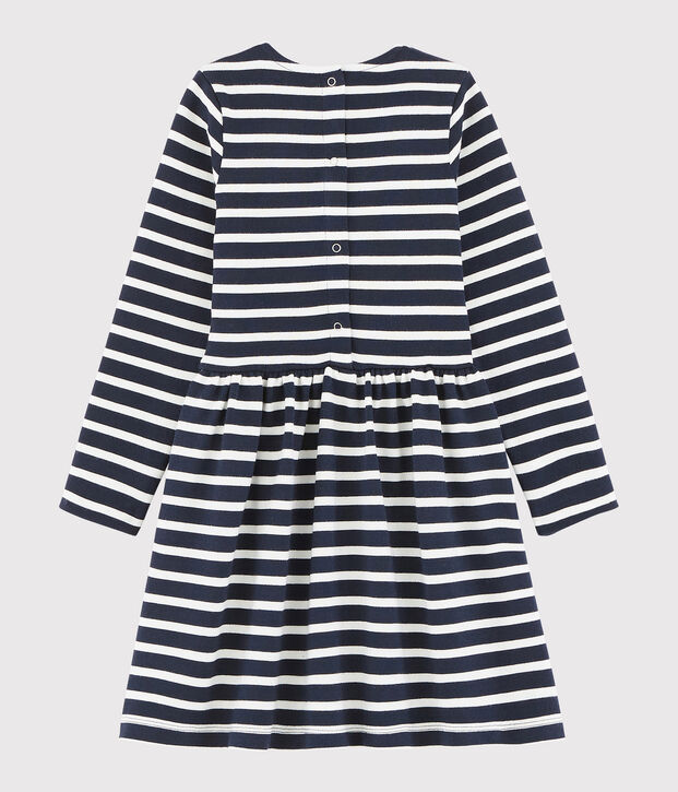 Lang&auml;rmeliges Kinderkleid f&uuml;r M&auml;dchen blau/weiss