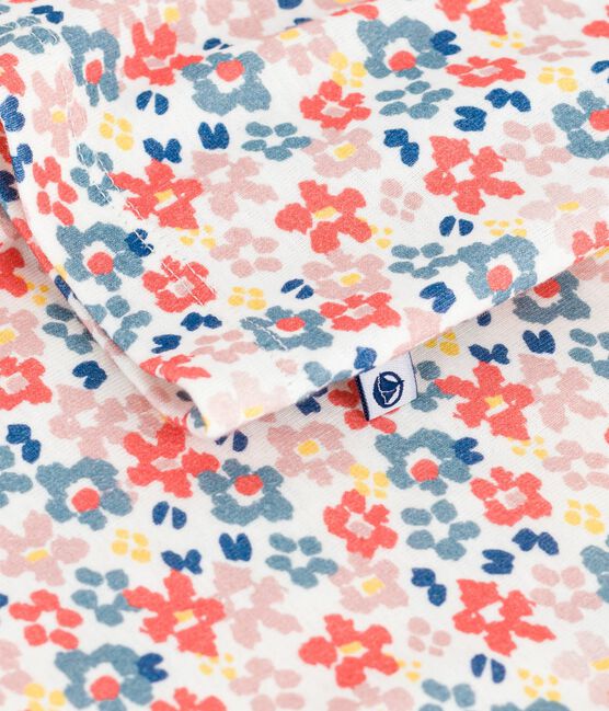 Kinder-Pyjama mit Knopfverschluss aus bedruckter Baumwolle weiss MARSHMALLOW/weiss MULTICO