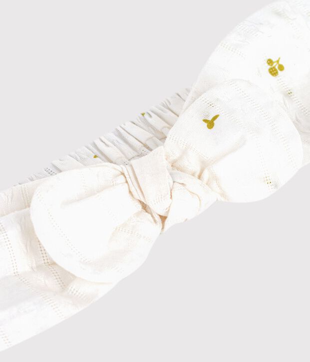 Kinder-Haarband aus Popeline mit Blumenmuster weiss/gr&uuml;n