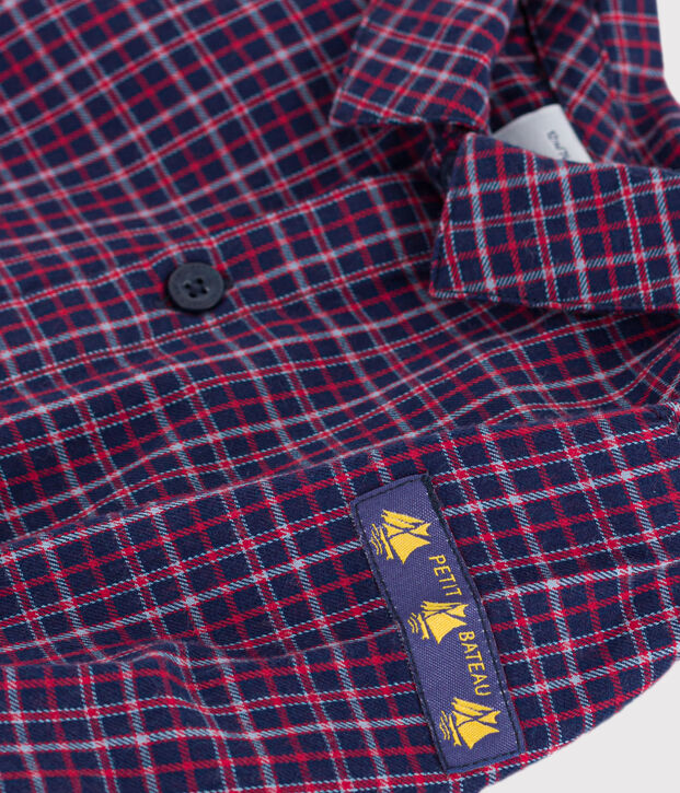 Baby-Hemd aus Flanell mit Karomuster blau/vielfarbig