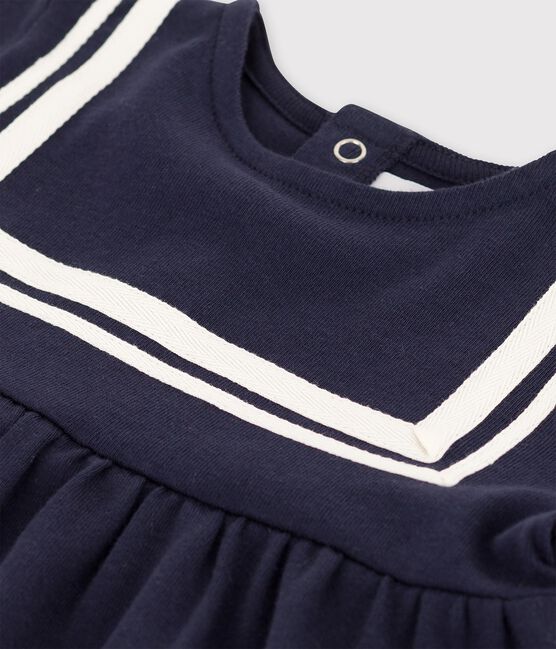 Kurzärmeliges Baby-Kleid im Matrosenstil aus Bio-Baumwolle blau SMOKING