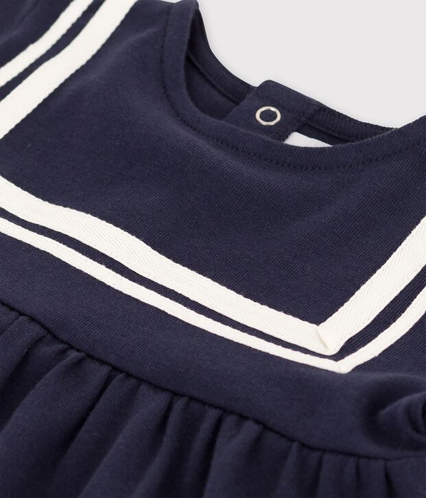 Kurz&auml;rmeliges Baby-Kleid im Matrosenstil aus Bio-Baumwolle blau
