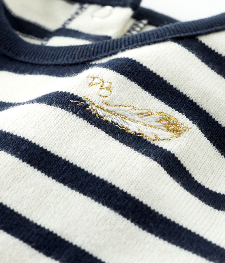 Lang&auml;rmeliges Kleid f&uuml;r Baby M&auml;dchen weiss/blau