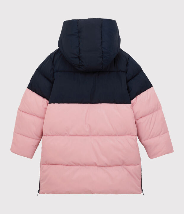Lange, gef&uuml;tterte Kinder-Winterjacke f&uuml;r M&auml;dchen / Jungen blau/rosa