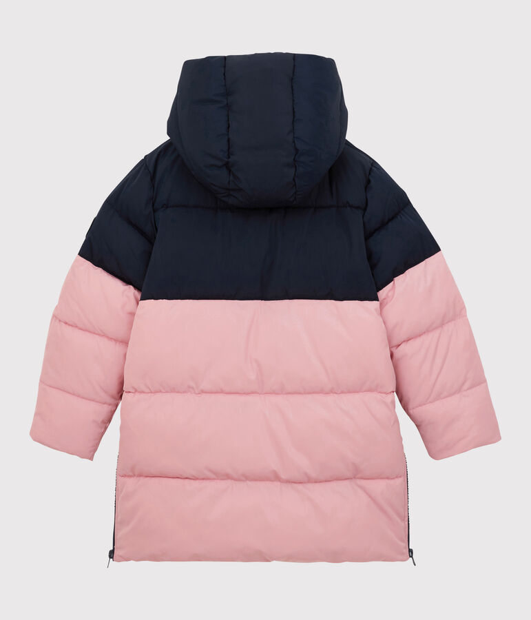 Lange, gef&uuml;tterte Kinder-Winterjacke f&uuml;r M&auml;dchen / Jungen blau SMOKING/rosa CHARME