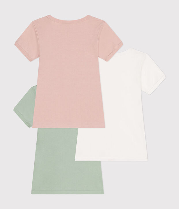 3er-Set kurz&auml;rmelige Kinder-T-Shirts aus einfarbiger Baumwolle vielfarbig