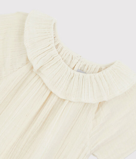 Kinder-Bluse aus Musselin-Stoff für Mädchen weiss MARSHMALLOW