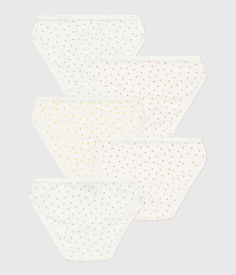 5er-Set Slips aus Baumwolle mit kleinen Herzen f&uuml;r M&auml;dchen vielfarbig