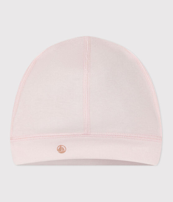 Baby-Mütze aus einfarbiger Baumwolle rosa FLEUR