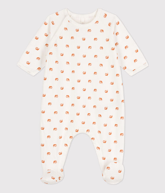 Bedruckter Baby-Strampler aus Molton weiss MARSHMALLOW/ ECUREUIL