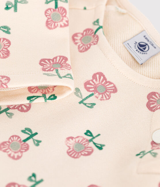 Langärmeliges Kinder-Kleid aus Molton für Mädchen weiss AVALANCHE/ MULTICO