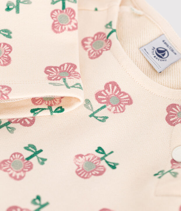 Lang&auml;rmeliges Kinder-Kleid aus Molton f&uuml;r M&auml;dchen naturfarben/vielfarbig