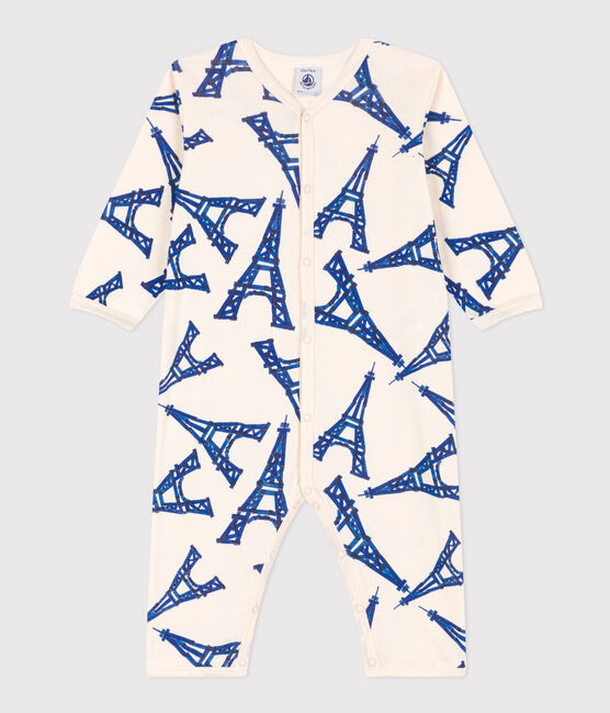 Strampler aus Baumwolle mit Paris-Print weiss AVALANCHE/ MULTICO