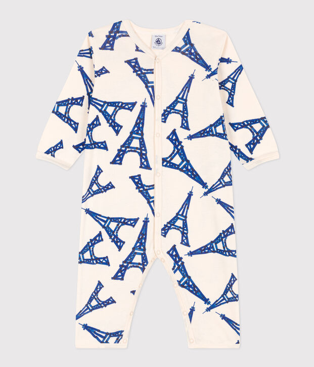 Strampler aus Baumwolle mit Paris-Print naturfarben/vielfarbig