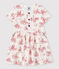 Kurzärmeliges Baby-Kleid aus Molton für Mädchen weiss MARSHMALLOW/rot TERKUIT