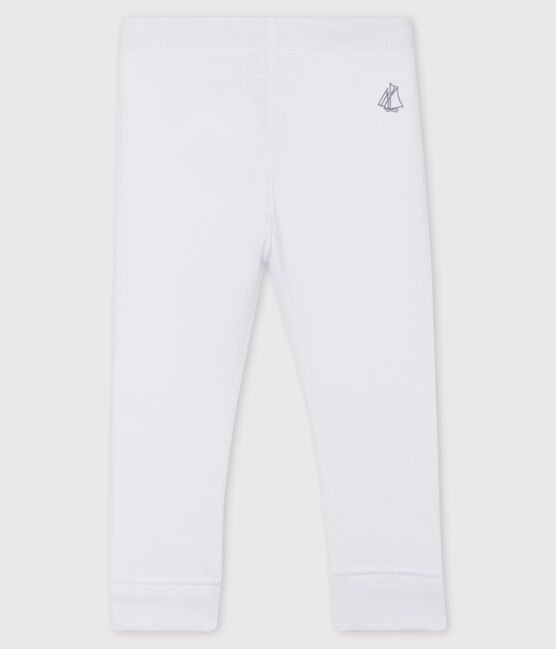 Einfarbige Baby-Legging aus 1x1-Rippstrick für Mädchen weiss MARSHMALLOW