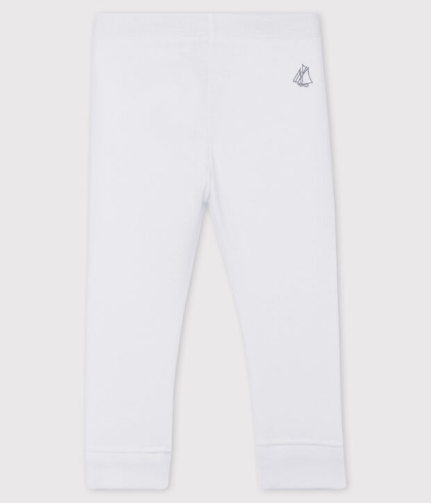 Einfarbige Baby-Legging aus 1x1-Rippstrick f&uuml;r M&auml;dchen weiss