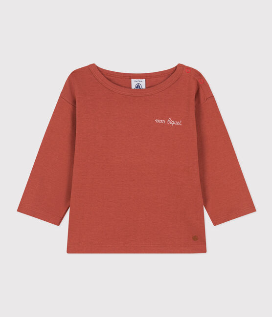 Langärmeliges Baby-T-Shirt aus Baumwolle braun FAMEUX