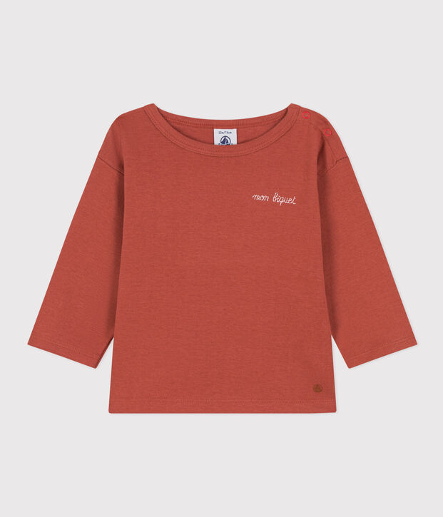 Lang&auml;rmeliges Baby-T-Shirt aus Baumwolle braun